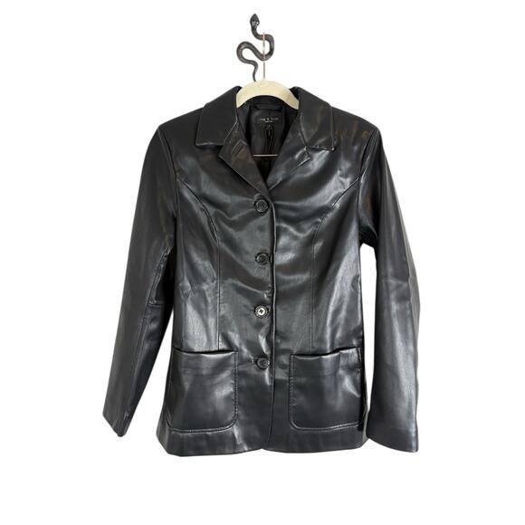 Rag & Bone Drew Faux Leather Blazer Jacket Modern Classy Edgy Rocker Motto Sz 2 - Picture 2 of 8